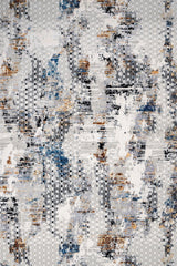 Gray White Distressed Living Room Rug Geometric - Cotton