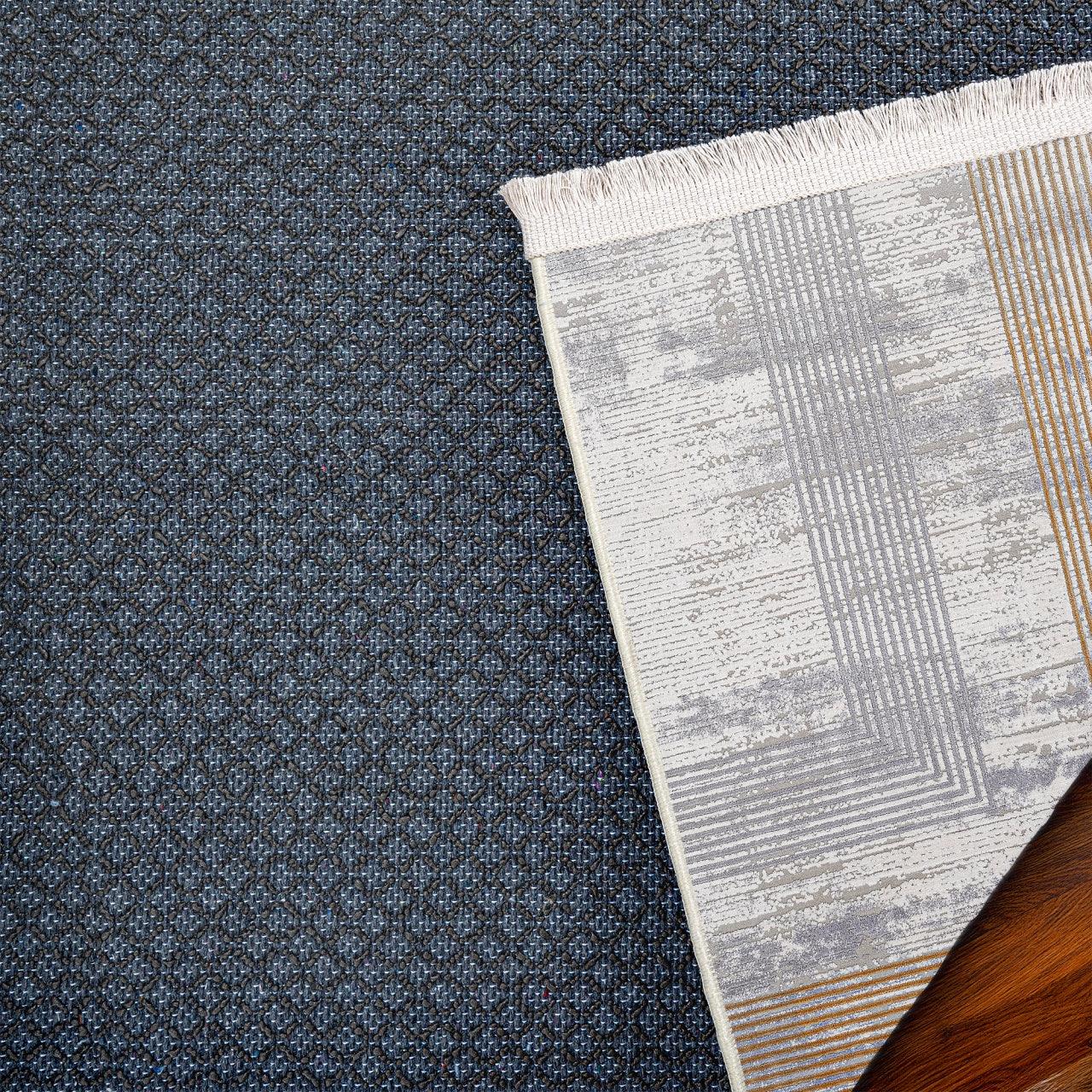 Beyaz Gri Dokulu Minimalist Halı - Yıkanabilir - Kaymaz Taban - Pati Dostu