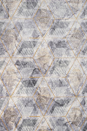 Gri Bohem Geometrik Halı - Yıkanabilir - Kaymaz Taban - Pati Dostu