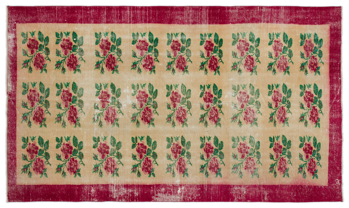 Tirena Bej ve Bordo Çiçek Desenli El Dokuma Halı 155x256 cm