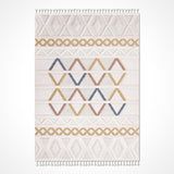 Cream Mustard Bohemian Geometric Living Room Rug - Polyester
