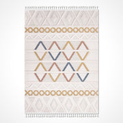 Hazela Bej Geometrik Polyester Makine Halısı