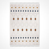 Cream Navy Bohemian Ethnic Geometric Living Room Rug Diamond - Polyester