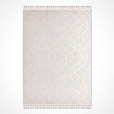 Cream Modern Geometric Living Room Rug Triangle and Diamond - Polyester