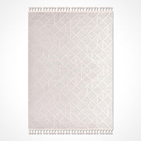 Cream Area Rug with Embossed Geometric Pattern