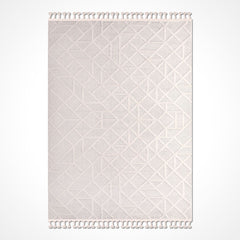 Horizon Krem Geometrik Polyester Makine Halısı