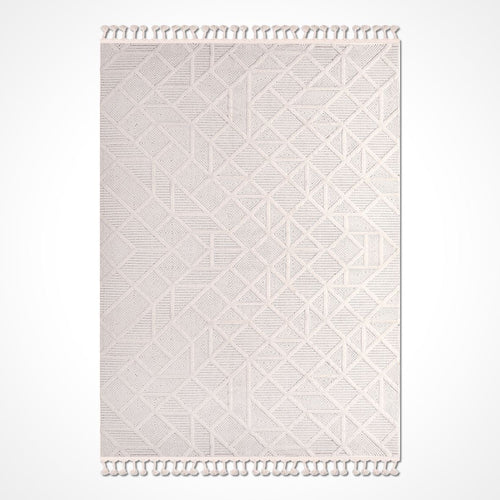 Horizon Krem Geometrik Polyester Makine Halısı