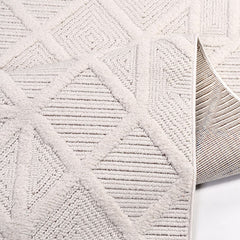 Horizon Krem Geometrik Polyester Makine Halısı