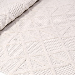 Horizon Krem Geometrik Polyester Makine Halısı