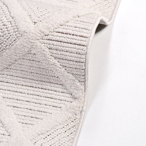 Horizon Krem Geometrik Polyester Makine Halısı