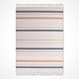 Cream Navy Bohemian Ethnic Geometric Living Room Rug - Polyester