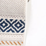 Krem Lacivert Geometrik Desenli Polyester Halı