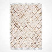 Andigo Krem Geometrik Polyester Makine Halısı