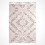 Obsidian Krem Geometrik Polyester Makine Alan Halısı