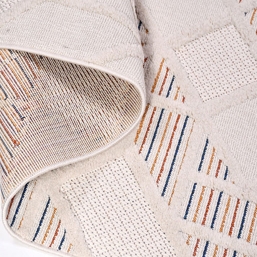 Obsidian Krem Geometrik Polyester Makine Alan Halısı