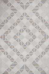 Beige Blue Modern Geometric Living Room Rug Baklava - Cotton