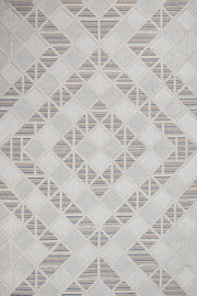 Beyaz Ekru Baklava Geometrik Halı - Yıkanabilir - Kaymaz Taban - Pati Dostu