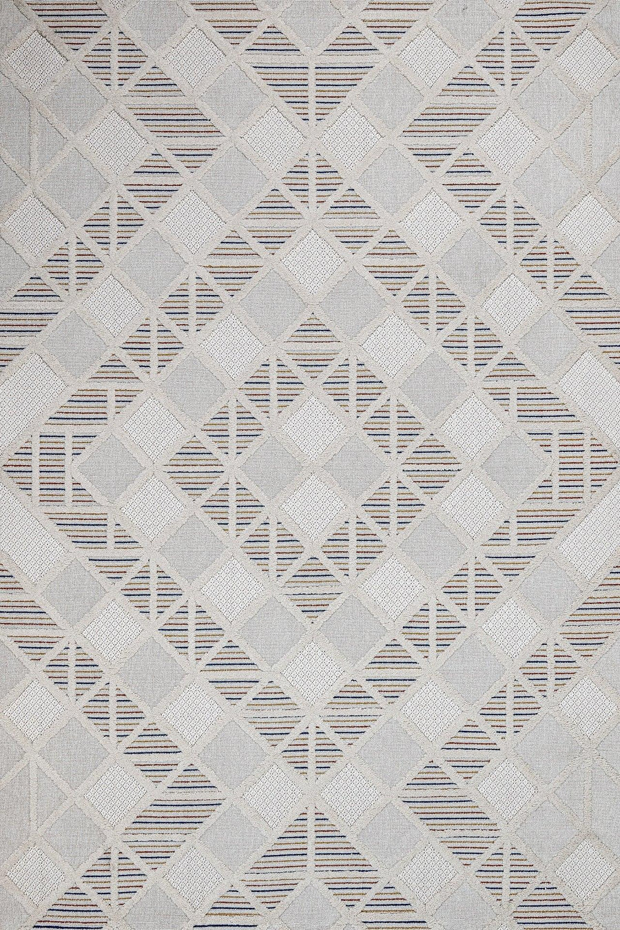 Beyaz Ekru Baklava Geometrik Halı - Yıkanabilir - Kaymaz Taban - Pati Dostu