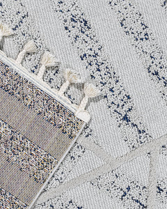 Ivore Bej Geometrik Polyester Makine Halısı