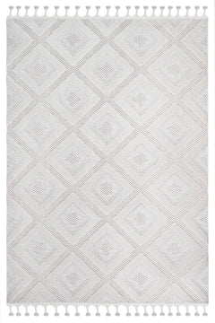 Jet Krem Geometrik Polyester Makine Halısı