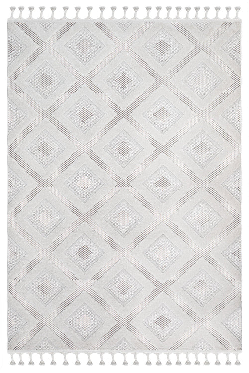 Jet Krem Geometrik Polyester Makine Halısı