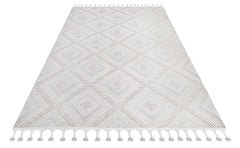 Jet Krem Geometrik Polyester Makine Halısı