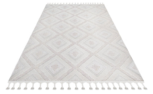 Jet Krem Geometrik Polyester Makine Halısı