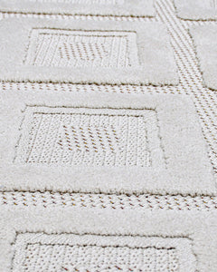 Jet Krem Geometrik Polyester Makine Halısı