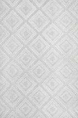 Cream Modern Geometric Living Room Rug - Cotton