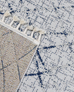 Lace Gri Geometrik Polyester Makine Halısı