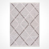 Ecru Grey Modern Geometric Living Room Rug - Polyester