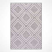 Gri Geometrik Polyester Makine Halısı