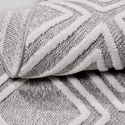 Gri Geometrik Polyester Makine Halısı