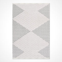 Gri Geometrik Polyester Makine Halısı