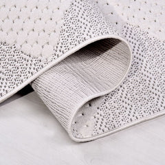 Gri Geometrik Polyester Makine Halısı