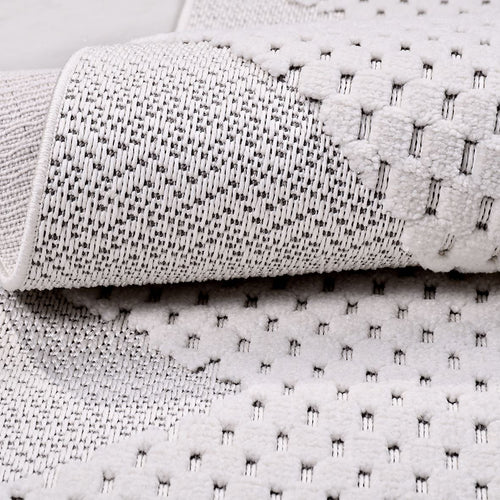 Gri Geometrik Polyester Makine Halısı