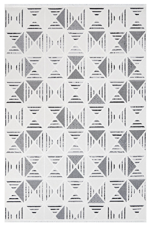 Onyx Krem Geometrik Polyester Makine Alan Halısı