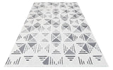 Black Geometric Pattern White Polyester Rug