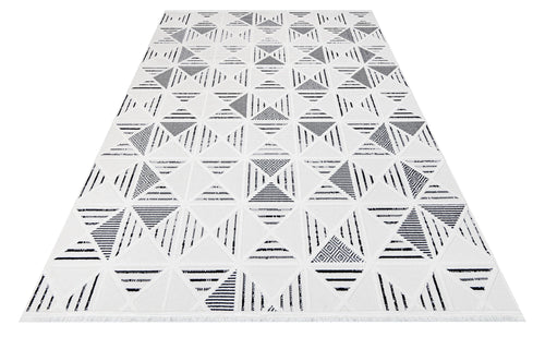 Onyx Krem Geometrik Polyester Makine Alan Halısı