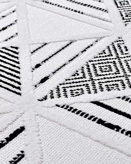 Onyx Krem Geometrik Polyester Makine Halısı