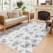 Onyx Krem Geometrik Polyester Makine Halısı