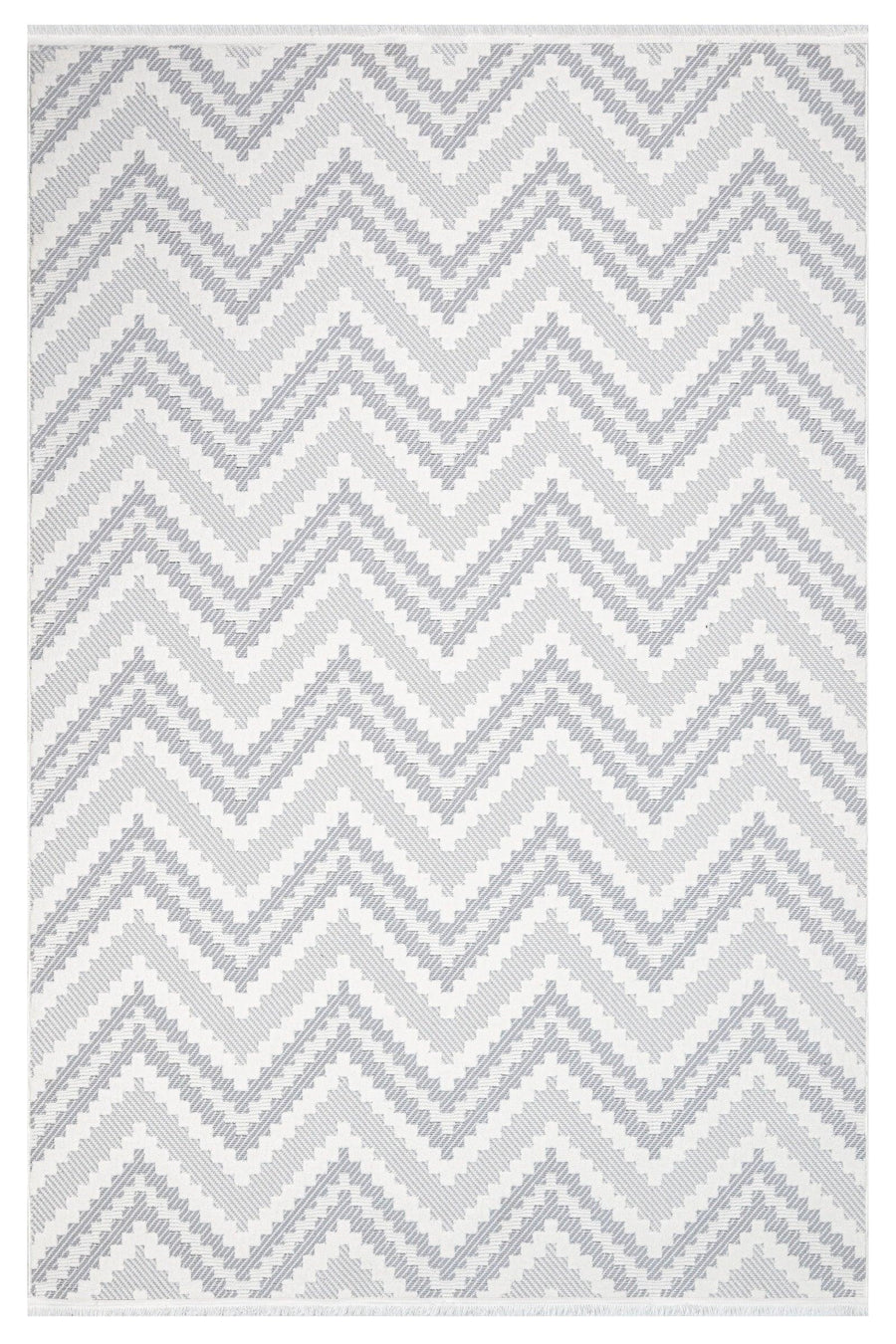 Beyaz Gri Modern Geometrik Salon Halısı Zigzag – Koridor kullanımı
