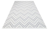 White Grey Modern Geometric Living Room Rug Zigzag - Polyester