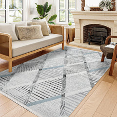 Maple Gri Geometrik Polyester Makine Halısı