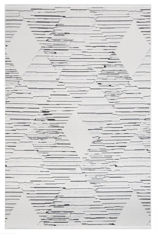 Parchment Gri Geometrik Polyester Makine Alan Halısı