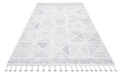 Maroon Krem Geometrik Polyester Makine Halısı