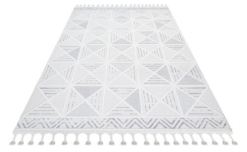 Maroon Krem Geometrik Polyester Makine Halısı