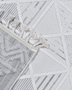 Maroon Krem Geometrik Polyester Makine Halısı