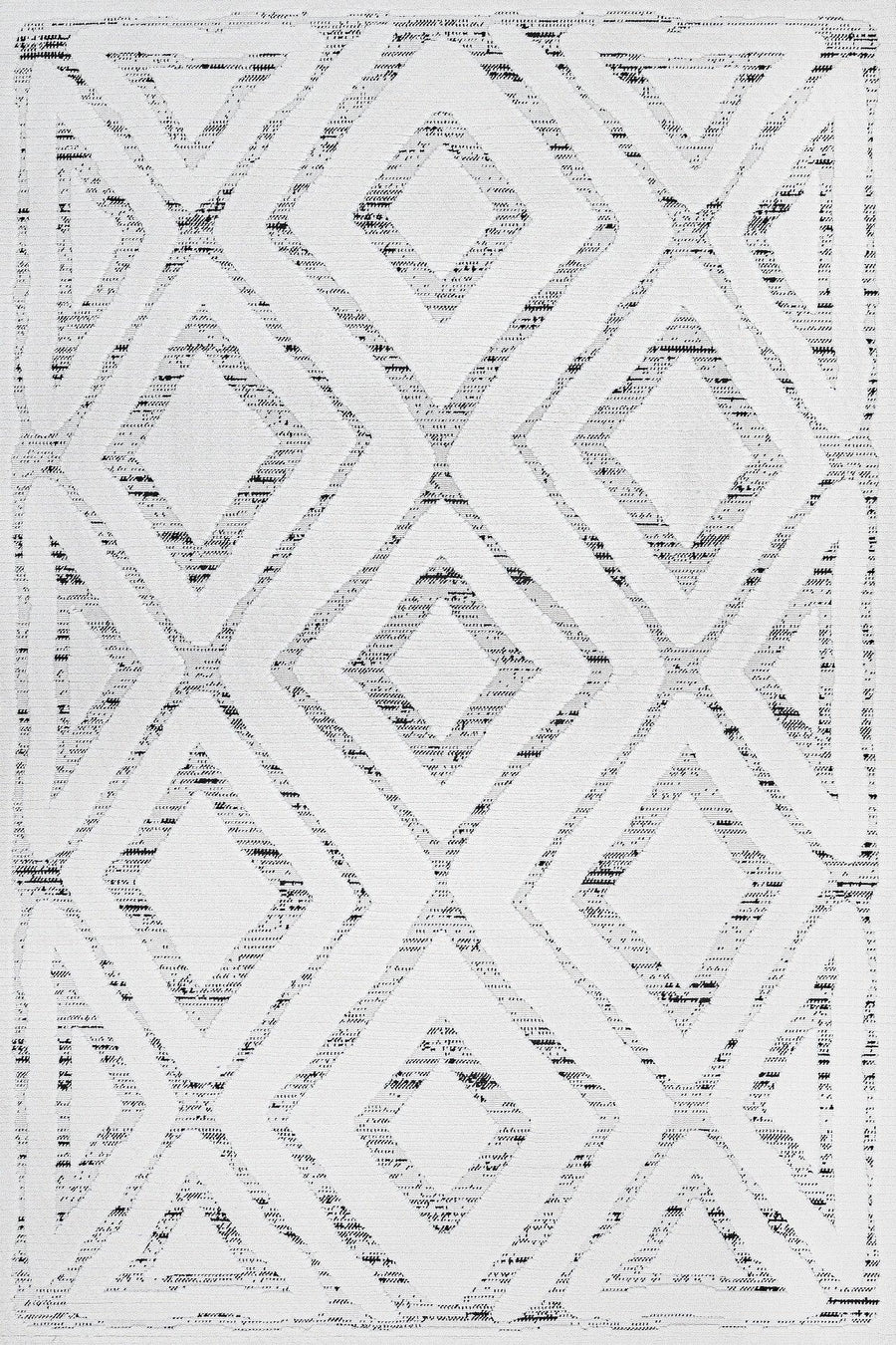 Bej Beyaz Baklava Geometrik Halı - Yıkanabilir - Kaymaz Taban - Pati Dostu
