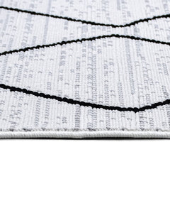 Peacack Gri Geometrik Polyester Makine Alan Halısı